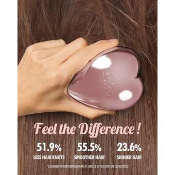 ReFa HEART BRUSH ROSE GOLD | Heart Shaped Detangling Brush for Women | Small Hair Brush for Thick Hair | Hair Detangler Hair Brush Travel Hair