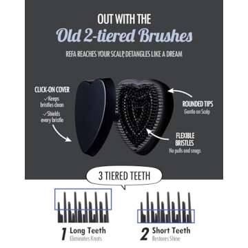 ReFa HEART BRUSH ROSE GOLD | Heart Shaped Detangling Brush for Women | Small Hair Brush for Thick Hair | Hair Detangler Hair Brush Travel Hair