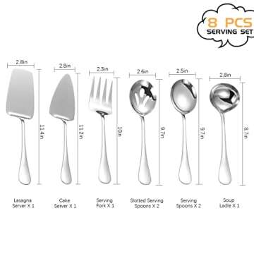 Elegant 8 Piece Stainless Steel Serving Set for All Occasions