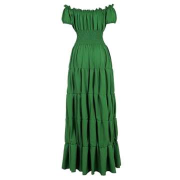 Renaissance Costume Women Medieval Chemise Dress Peasant Tops Irish Under Dress Green Large