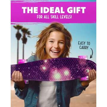Deleven 22" Skateboard with Bright LED Wheels, Skate Tool, ABEC 7 Bearings - for Kids Beginners Adults