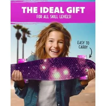 Deleven 22" Skateboard with Bright LED Wheels, Skate Tool, ABEC 7 Bearings - for Kids Beginners Adults