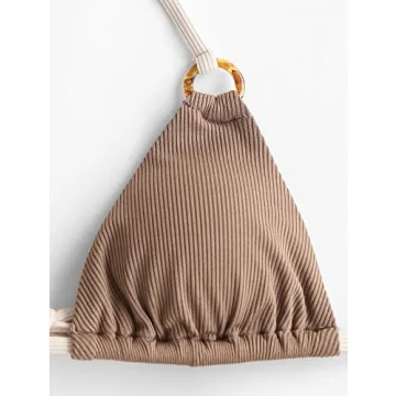 Stylish ZAFUL Women's Ribbed O Ring Bikini Swimwear Online