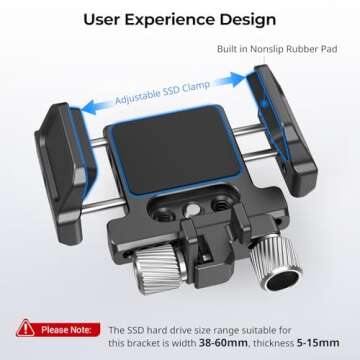 SMALLRIG SSD Mount Bracket SSD Holder for Samsung T5 SSD, for SanDisk SSD, Compatible Cage for BMPCC 4K & 6K, for Z Cam E2 & for Sigma fp, Compatible with iPhone 15 Pro Max Phone Cage