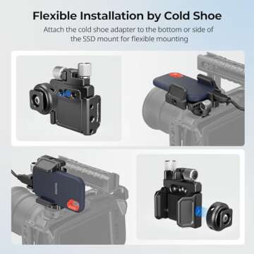 SMALLRIG SSD Mount Bracket SSD Holder for Samsung T5 SSD, for SanDisk SSD, Compatible Cage for BMPCC 4K & 6K, for Z Cam E2 & for Sigma fp, Compatible with iPhone 15 Pro Max Phone Cage