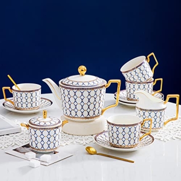 Elegant CwlwGO 15-Piece Porcelain Tea Service Set