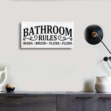 Kas Home Vintage Bath Canvas Art | Rustic Bathroom Decor