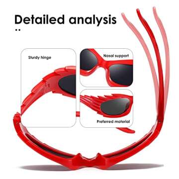 kimorn Wrap Around Sunglasses Womens men Swift Oval Trendy Futuristic Sport Shades Y2K Sun Glasses K1422 (Red Frame Black Lens)