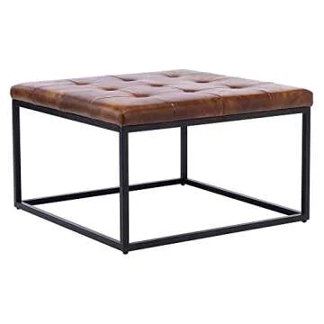 DUHOME Square Faux Leather Ottoman for Living Room