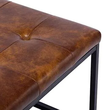 DUHOME Square Faux Leather Ottoman for Living Room