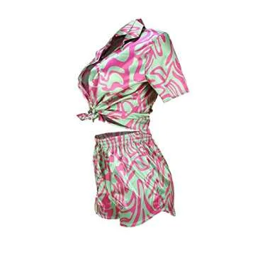 Stylish Women 2 Piece Floral Short Set for Summer Fun