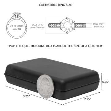 Noble Pack Pop the Question Ring Box - Flat & Slim Engagement Ring Box for Proposal or Special Occasion (Black)