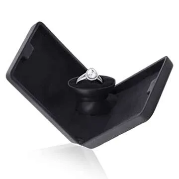 Noble Pack Pop the Question Ring Box - Flat & Slim Engagement Ring Box for Proposal or Special Occasion (Black)