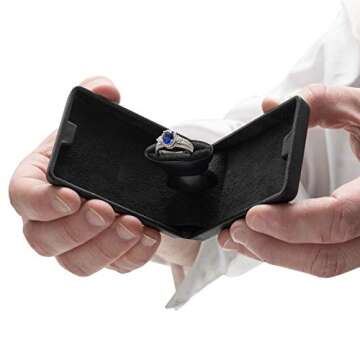 Noble Pack Pop the Question Ring Box - Flat & Slim Engagement Ring Box for Proposal or Special Occasion (Black)
