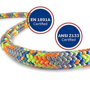 Teufelberger Tachyon Climbing Rope - 24-Strand Polyester Rope for Tree Care Operations (11.5mm x 150ft with EyeSplice, OrangeBlue)