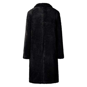 Angashion Women's Fuzzy Fleece Lapel Open Front Long Cardigan Coat Faux Fur Warm Winter Outwear Jackets Black S