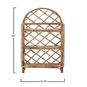 Bloomingville Boho Arched Woven Rattan 3-Tier Wall Shelf, Natural