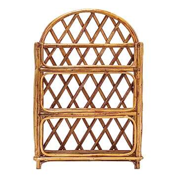 Bloomingville Boho Arched Woven Rattan 3-Tier Wall Shelf, Natural