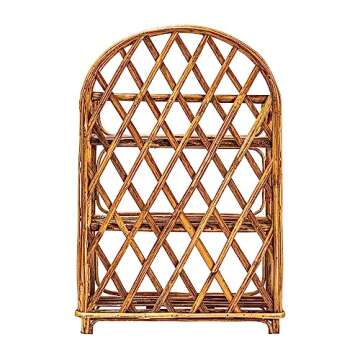 Bloomingville Boho Arched Woven Rattan 3-Tier Wall Shelf, Natural