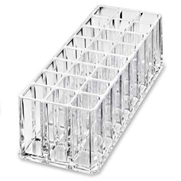 byAlegory (Set Of 2) Acrylic Makeup Brush Organizer 24 Space Storage w/Deep Slots For Cosmetic Beauty Brushes Refillable Container - Clear
