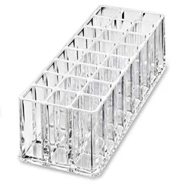 byAlegory (Set Of 2) Acrylic Makeup Brush Organizer 24 Space Storage w/Deep Slots For Cosmetic Beauty Brushes Refillable Container - Clear