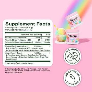 Bloom Nutrition Original Pre Workout Powder (Rainbow Ice)