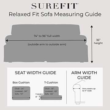 SureFit Home Décor Duck Cotton Solid Sofa Slipcover (Natural Color) - One Piece Full Length Relaxed Sofa Cover with Corner Ties/Machine Washable/Perfect for Protecting Your Favorite Furniture