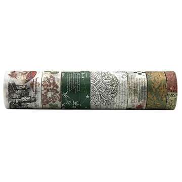 ZMLSED Vintage Green Washi Tape Set, 8 Rolls Antique Mushroom Japanese Masking Writable Decorative T...