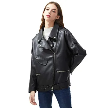 LY VAREY LIN Women's Faux Leather Motor Jacket