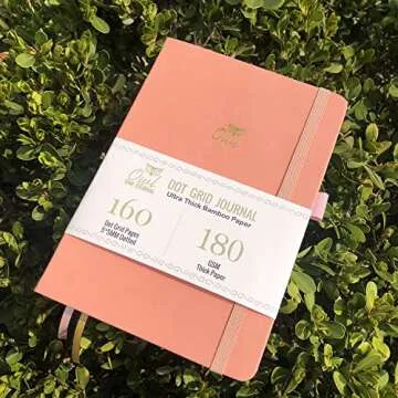 BUKE A5 OWL Dot Gird Journal Dotted Notebook 160 Pages, Size 5.7X8.2 Inch, 180 GSM Ultra Thick Bamboo Paper, Drawing Sketchbook(PINK)