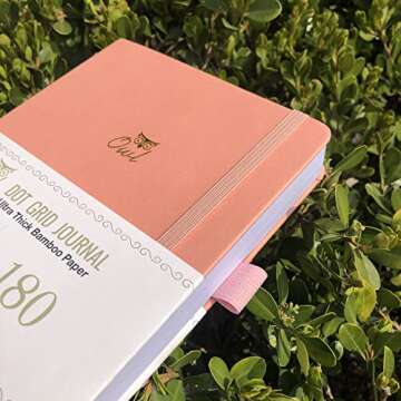 BUKE A5 OWL Dot Gird Journal Dotted Notebook 160 Pages, Size 5.7X8.2 Inch, 180 GSM Ultra Thick Bamboo Paper, Drawing Sketchbook(PINK)