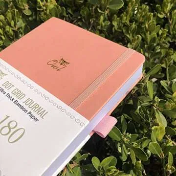 BUKE A5 OWL Dot Gird Journal Dotted Notebook 160 Pages, Size 5.7X8.2 Inch, 180 GSM Ultra Thick Bamboo Paper, Drawing Sketchbook(PINK)