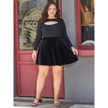 Stylish Plus Size Mini Skirt Women High Waisted Velvet