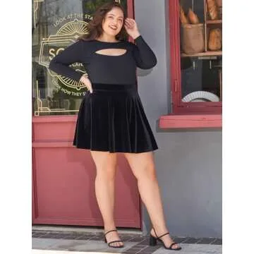 Stylish Plus Size Mini Skirt Women High Waisted Velvet