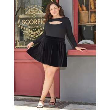 Women's Plus Size Mini Skirt Vintage Velvet High Waisted Goth Winter Skirts
