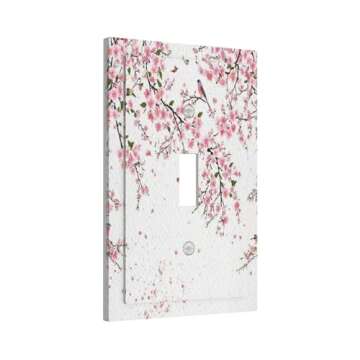 Spshian Light Switch Cover Plate Cherry Spring Plum Floral Sakura Pink Flowers 1 Gang Switch Plate C...