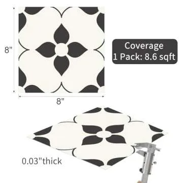 MORCART 20 Sheet Vinyl Peel and Stick Floor Tiles for Home Improvement, 8x8"