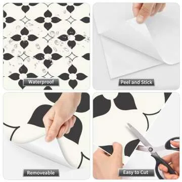 MORCART Peel and Stick Water-Resistant Floor Tiles