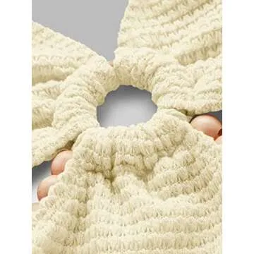 Verdusa Women's Casual Sleeveless Tie Backless Cut Out V Neck Bodycon Halter Mini Beach Boho Dress Beige S