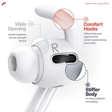 Proof Labs 3 Pairs for AirPods Pro 1st Gen Ear Hooks Covers [Added Storage Pouch] Accessories Compatible with Apple AirPods Pro Generation 1 (White)