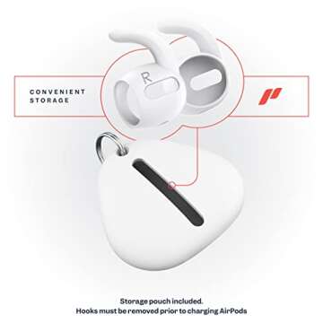 Proof Labs 3 Pairs for AirPods Pro 1st Gen Ear Hooks Covers [Added Storage Pouch] Accessories Compatible with Apple AirPods Pro Generation 1 (White)