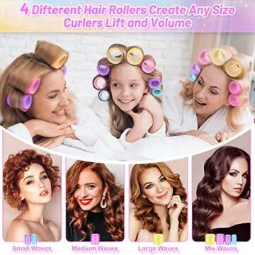 46pcs Hair Curlers Rollers, Cludoo Jumbo Big Hair Roller Sets with Stainless Steel Duckbill Clip, 4 Size Self Grip Hair Curlers Rollers for Long Medium Short Thick Fine Thin Hair Bangs Volume