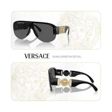 Versace VE4391 GB1/87 48MM Black/Dark Grey Shield Sunglasses for Men + BUNDLE With Designer iWear Eyewear Kit