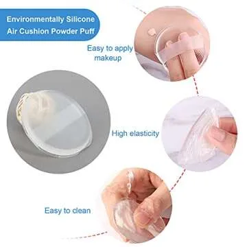 2PCS Silicone Air Cushion Powder Puff Transparent Cosmetic Blender, Easy to Clean and Apply Makeup Wet and Dry Use with Environmentally Material High Elastic Cosmetic Tool for Women Girls