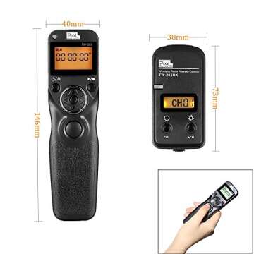 Pixel LCD Wireless Shutter Release Remote Control TW283-DC0 Compatible with Nikon Z8 Z9 D3 D810A D3s D4 D5 D6 D800 D850 D800E D810A D810 D700 D500 D300 D300s D200 F100 F90 F90X F6 F5 N90s D1X D2H
