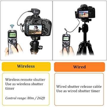 Pixel LCD Wireless Shutter Release Remote Control TW283-DC0 Compatible with Nikon Z8 Z9 D3 D810A D3s D4 D5 D6 D800 D850 D800E D810A D810 D700 D500 D300 D300s D200 F100 F90 F90X F6 F5 N90s D1X D2H