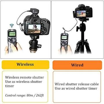 Pixel LCD Wireless Shutter Release Remote Control TW283-DC0 Compatible with Nikon Z8 Z9 D3 D810A D3s D4 D5 D6 D800 D850 D800E D810A D810 D700 D500 D300 D300s D200 F100 F90 F90X F6 F5 N90s D1X D2H