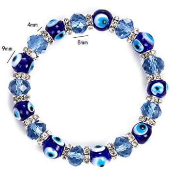 RagBear 2Pcs Beaded Bracelet With Evil Eye Charm Cheap 14K Rose Gold White Yellow Light Blue