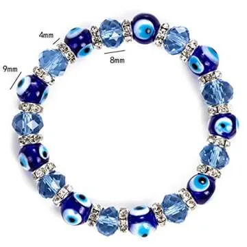 RagBear 2Pcs Beaded Bracelet With Evil Eye Charm Cheap 14K Rose Gold White Yellow Light Blue