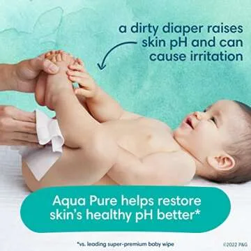 Pampers Baby Wipes Aqua Pure, 99% water-based wipes, Hypoallergenic and Unscented Infant Wipe, 896 Total (16 Flip-Top Packs)